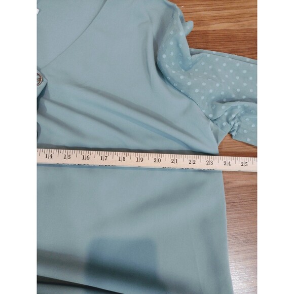 Bebonnie Women's Plus XXL Top Flowy Green Puff Sleeve Sheer SOFT Mesh NWT - Picture 14 of 15